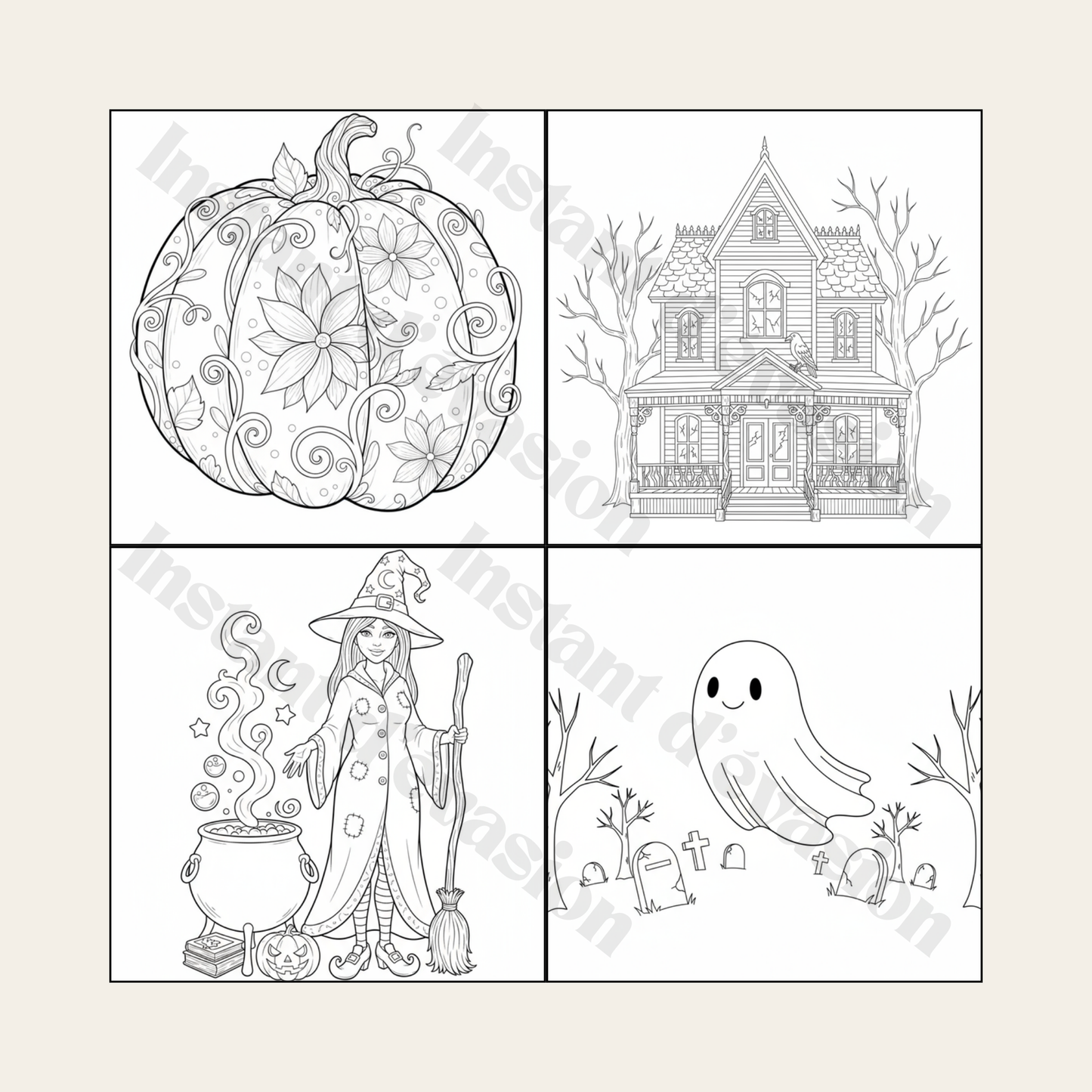 Halloween – Livre de Coloriage Anti-Stress | Buvard Offert
