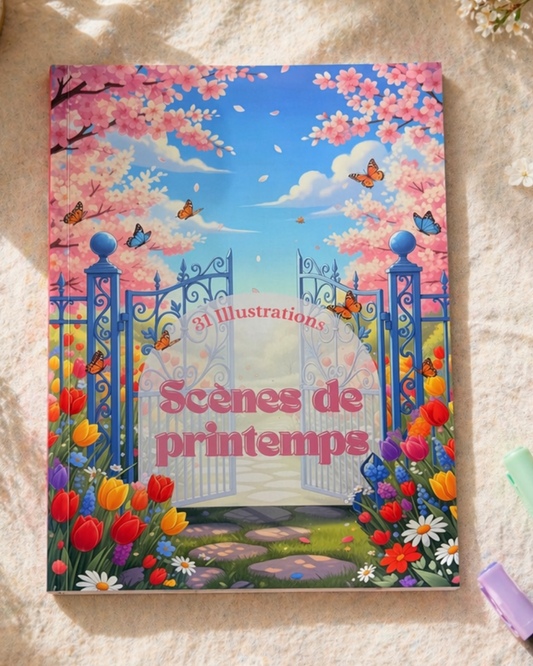 Livre de coloriage Printemps — 31 pauses pour recharger vraiment