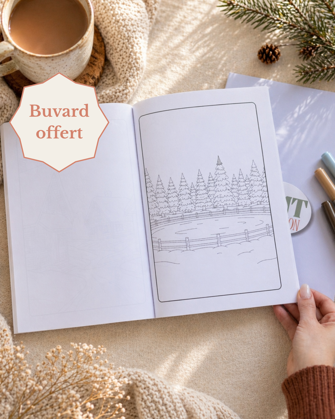 Livre de coloriage Hiver — 31 soirées cocooning pour poser enfin ton téléphone