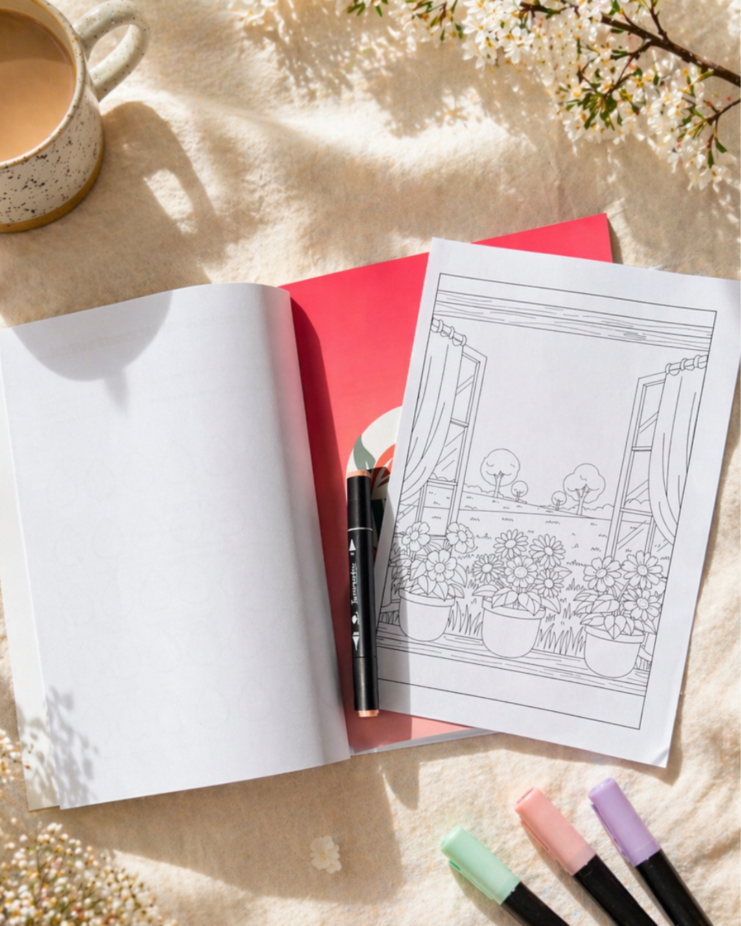 Livre de coloriage - scènes de Printemps