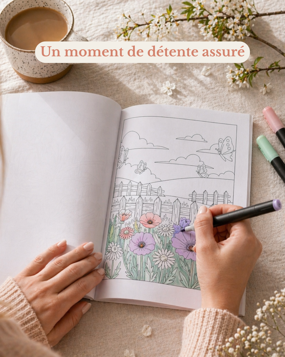 Livre de coloriage Printemps — 31 pauses pour recharger vraiment