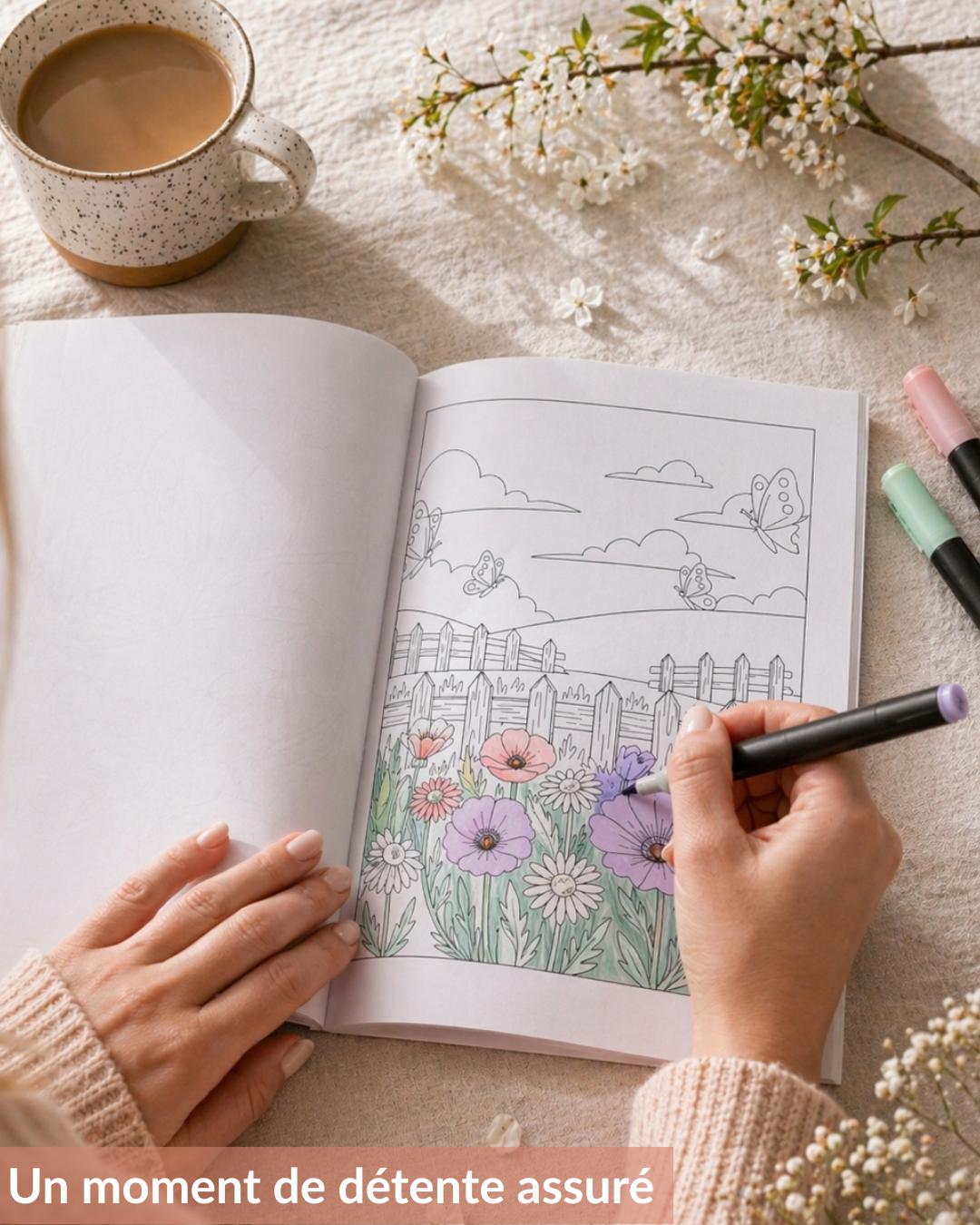 Livre de coloriage - scènes de Printemps