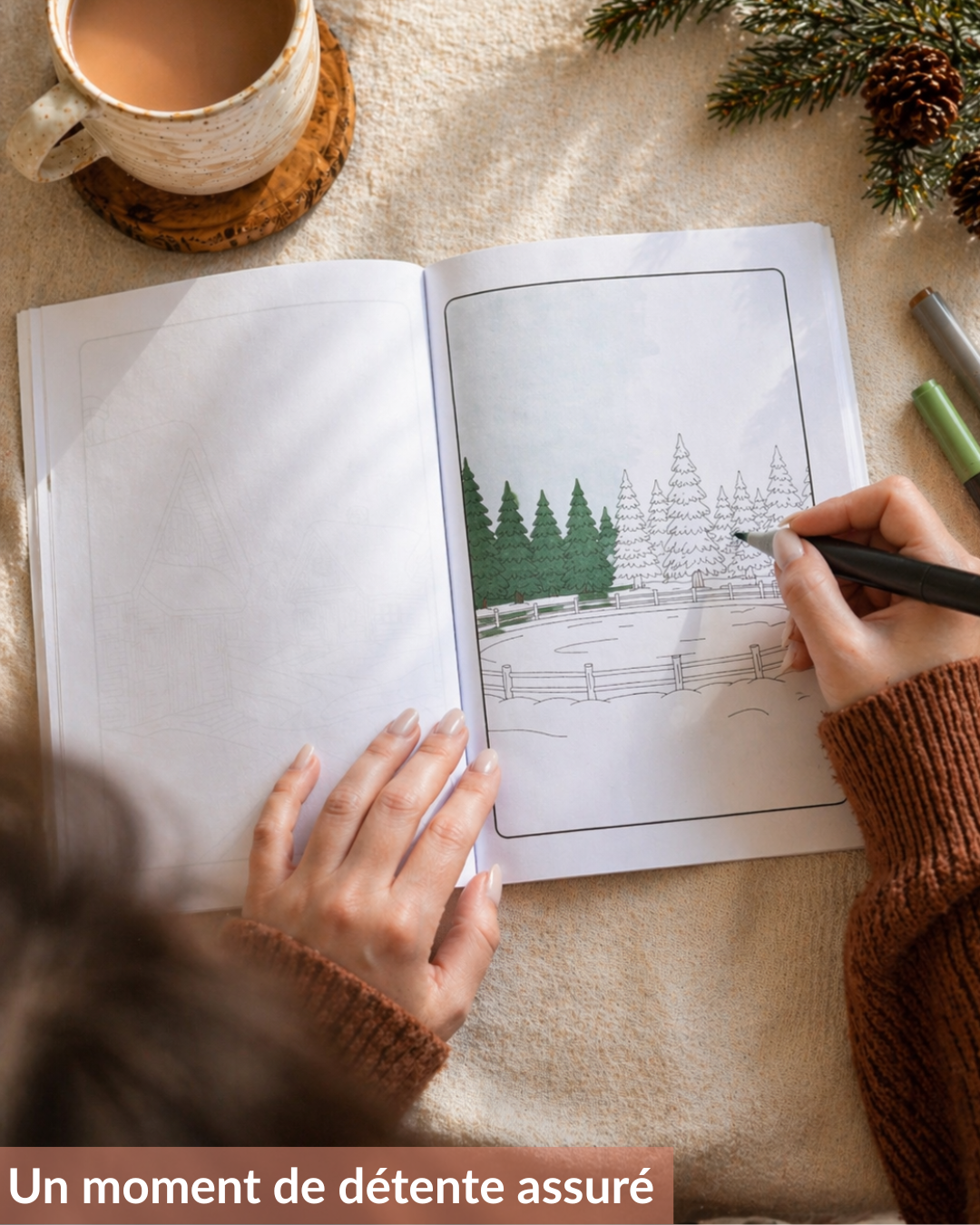 Livre de coloriage - scènes d'hiver