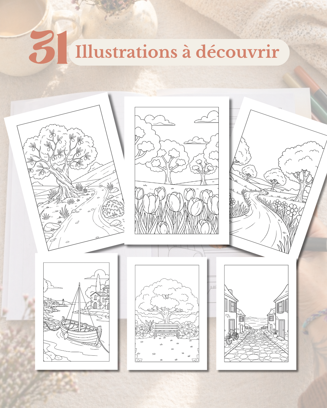 Livre de coloriage Été — 31 pauses pour recharger vraiment