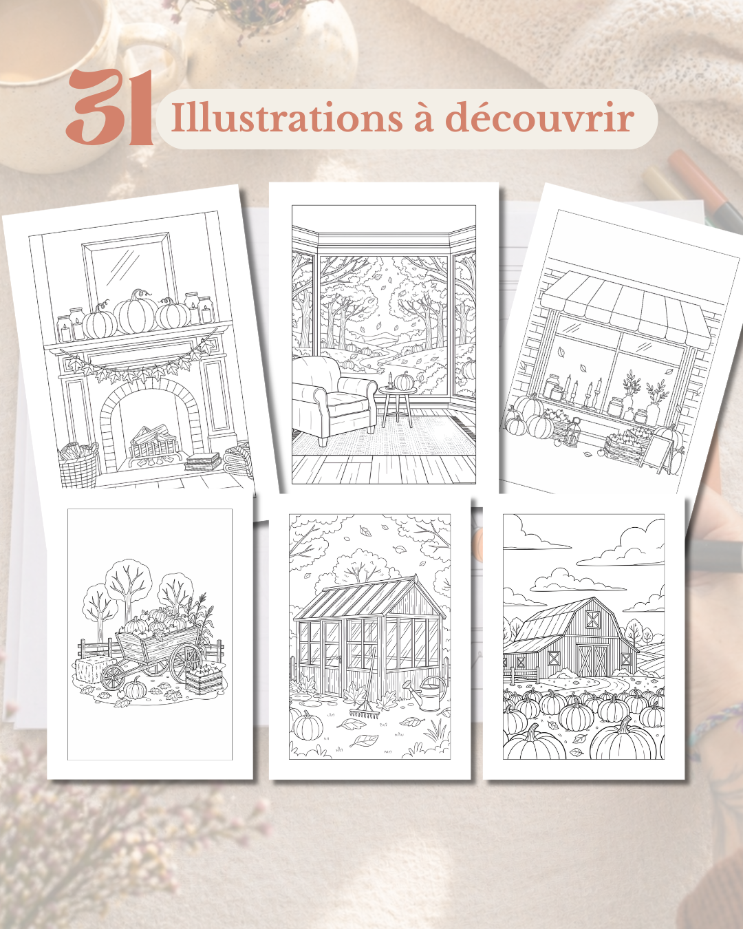 Livre de coloriage Automne — 31 soirs pour poser ton téléphone et t'endormir apaisée