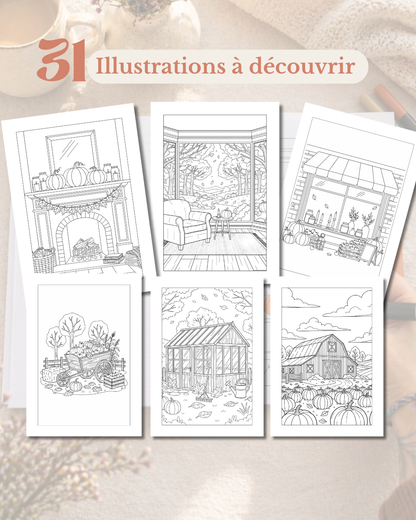 Livre de coloriage Automne — 31 soirs pour poser ton téléphone et t'endormir apaisée