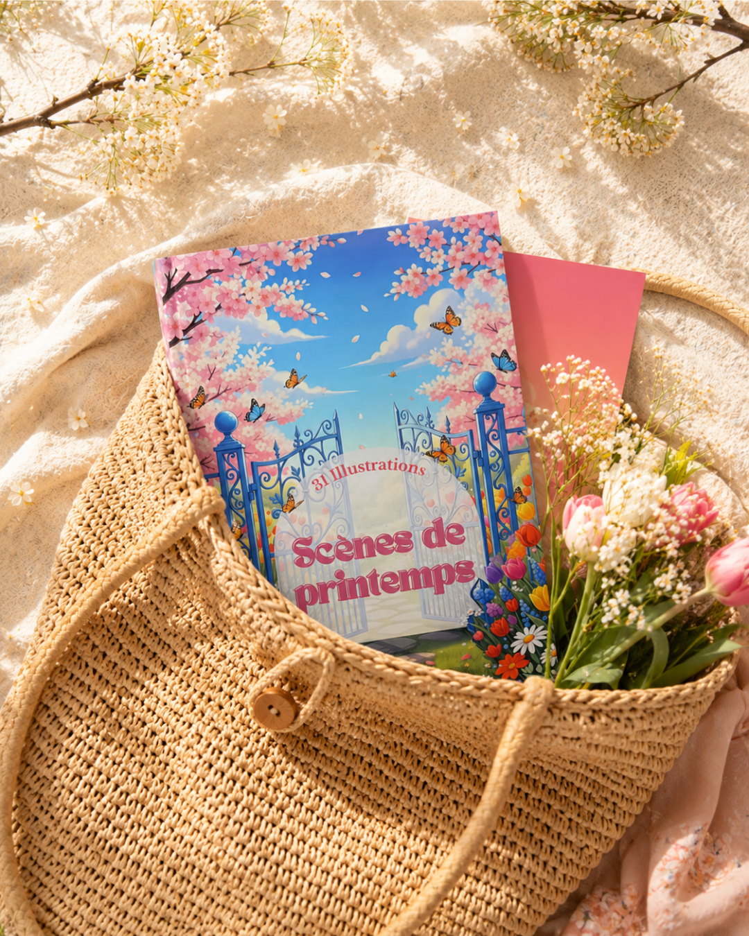 Livre de coloriage - scènes de Printemps