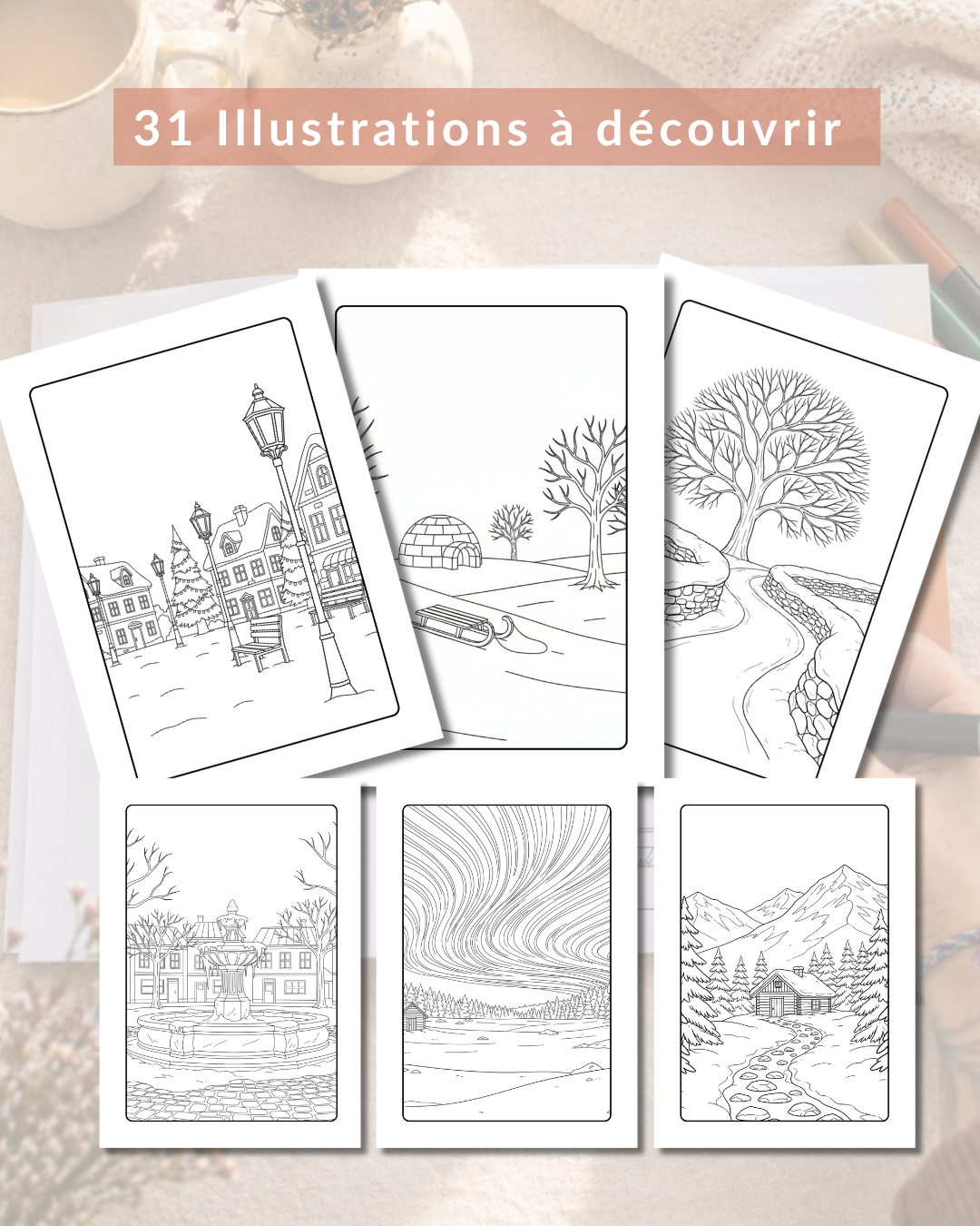 Livre de coloriage - scènes d'hiver