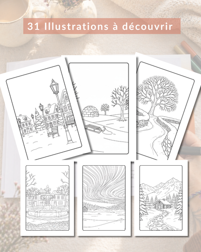 Livre de coloriage - scènes d'hiver