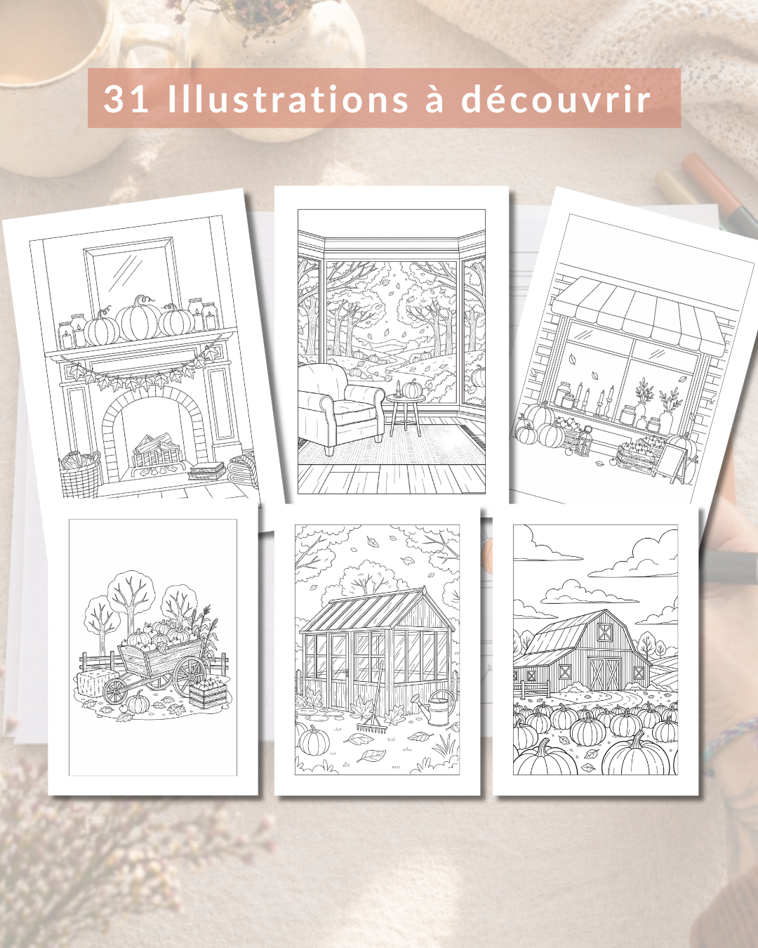 Livre de coloriage - scènes d'automne