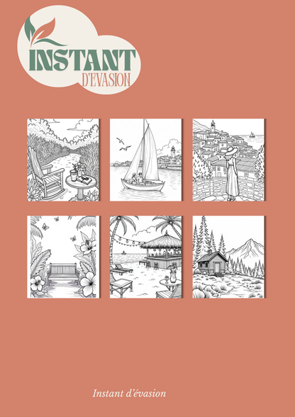 Paysages et scènes d'été – 25 Illustrations à Colorier