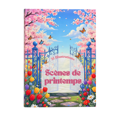 Livre de coloriage - scènes de Printemps