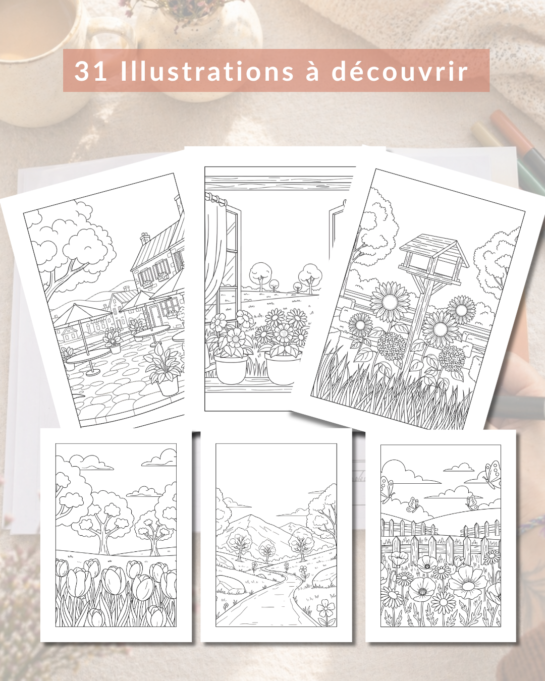 Livre de coloriage - scènes de Printemps
